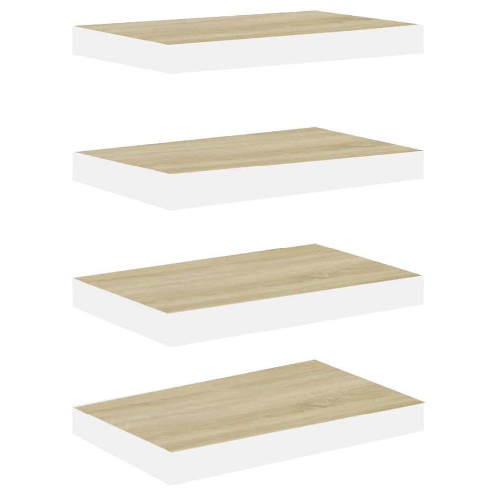 Prateleiras de parede vidaXL Floating 4 peças de MDF em forma de favo de néctar das flores em carvalho/branco
