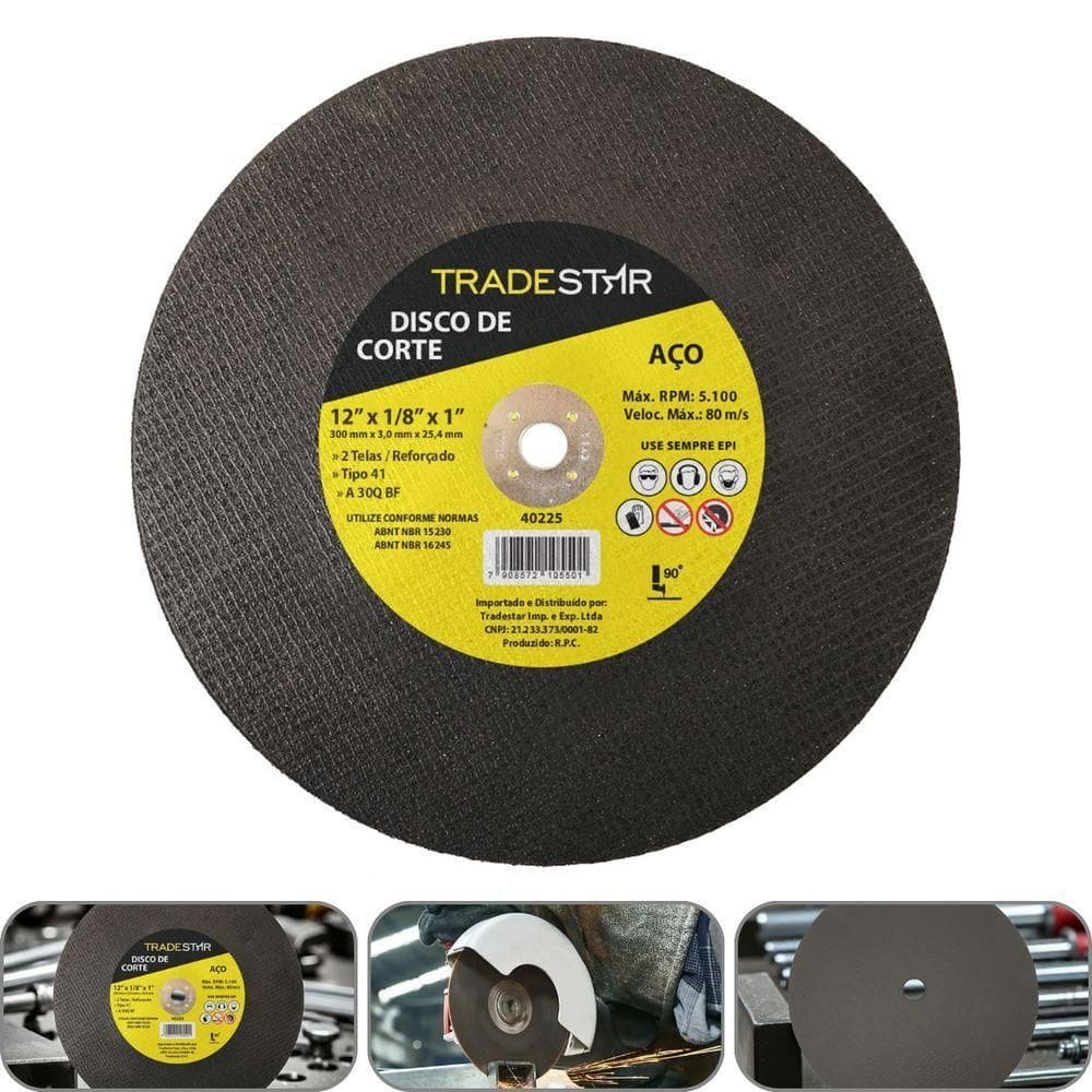 Disco De Corte 300 X 3 Mm Furo 1” Mm Aço Tradestar