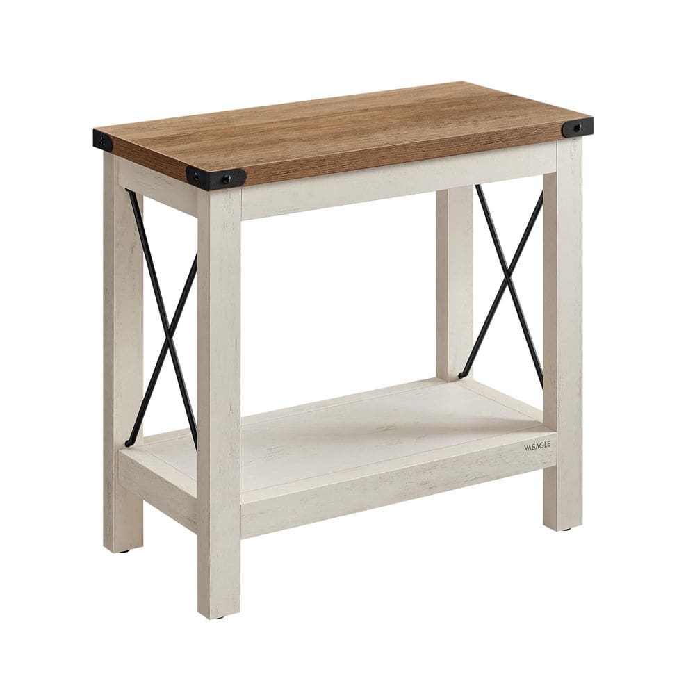 Mesa final VASAGLE de 2 camadas com prateleira inferior em estilo fazenda