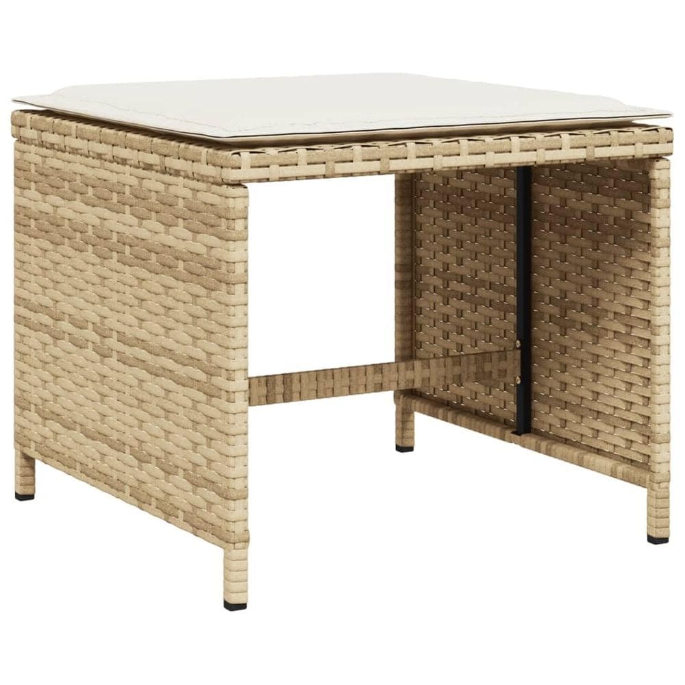 Bancos de pátio vidaXL Beige Poly Rattan com almofadas 4 peças