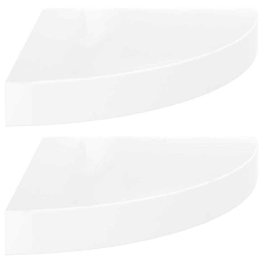 Prateleiras de canto flutuantes vidaXL em MDF branco de alto brilho 25x25x4cm
