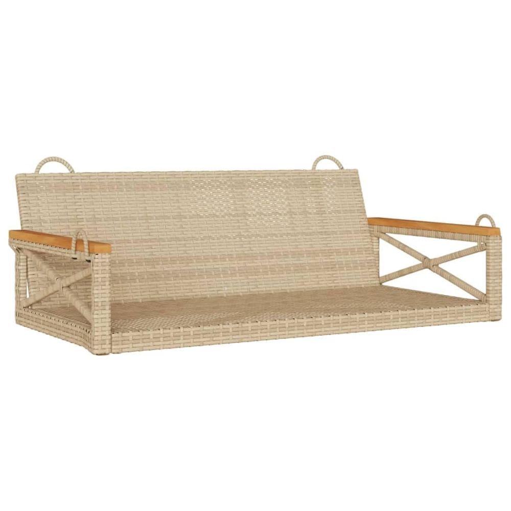 Banco giratório de pátio vidaXL Beige Poly Rattan ao ar livre