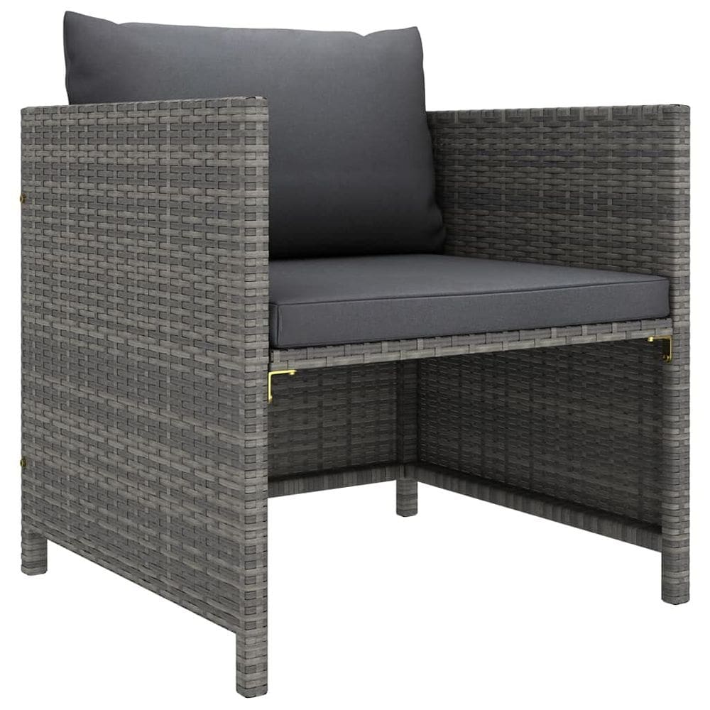 Sofá de pátio vidaXL Outdoor Grey Poly Rattan com almofadas