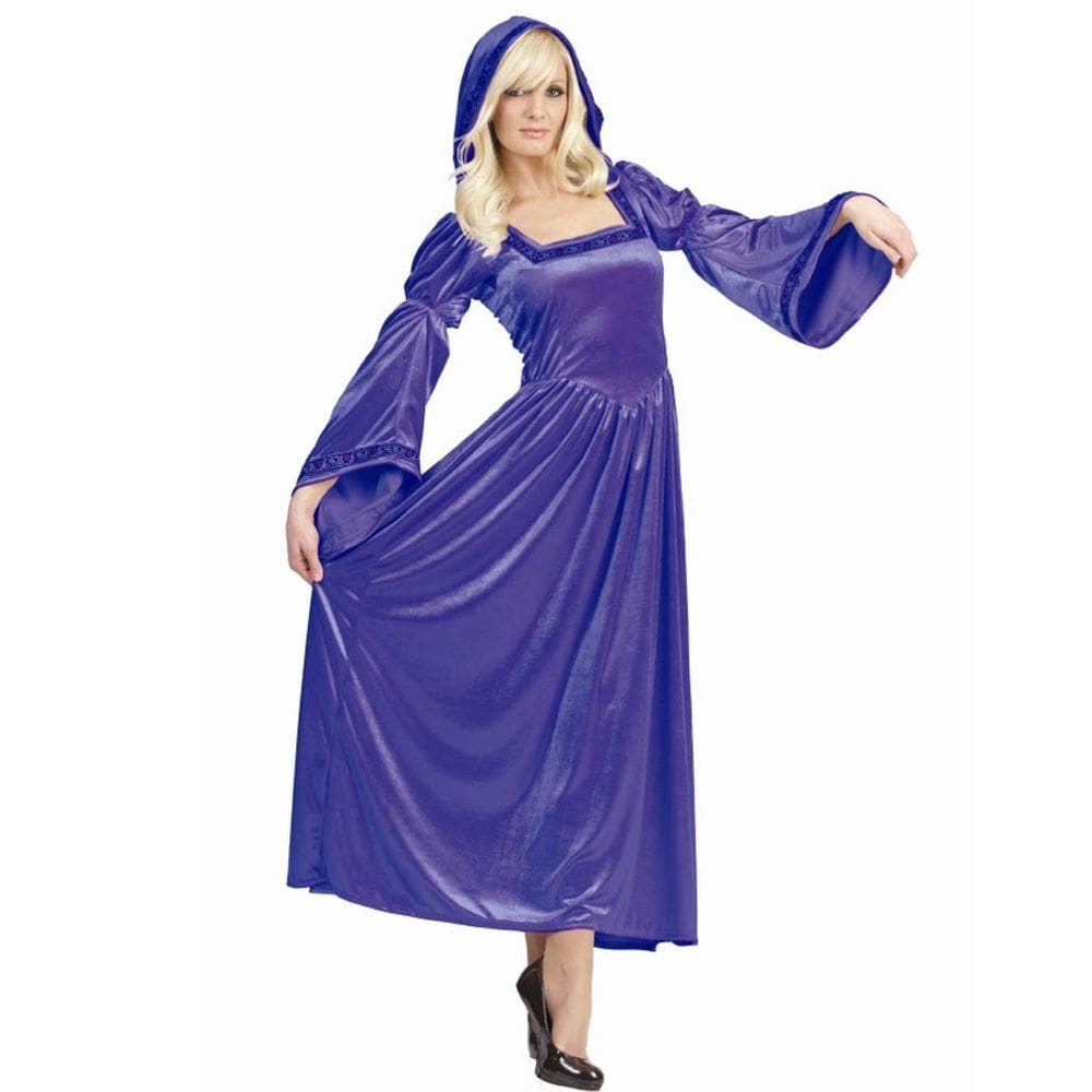 Renaissance Bella Costume RG Costume Vestido roxo com capuz