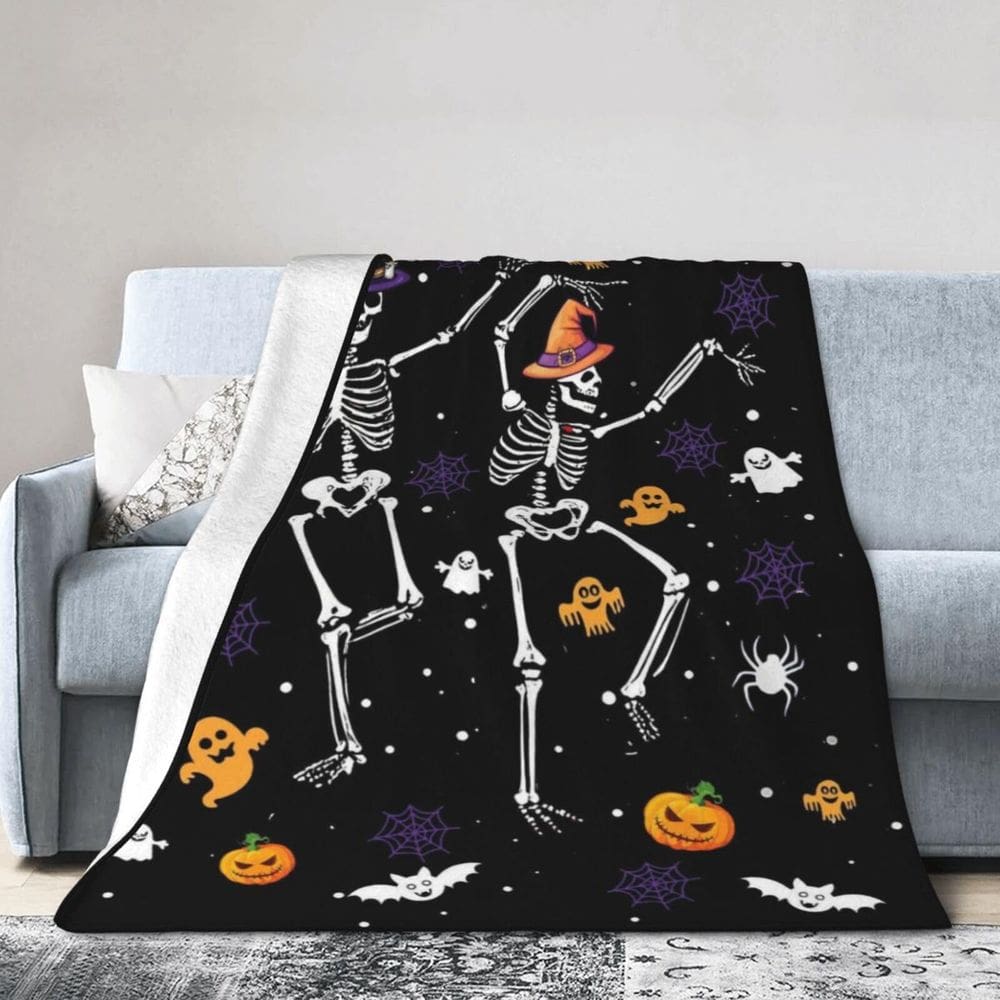 Cobertor exroozy Halloween Skull Fleece Flannel para crianças 127x102cm