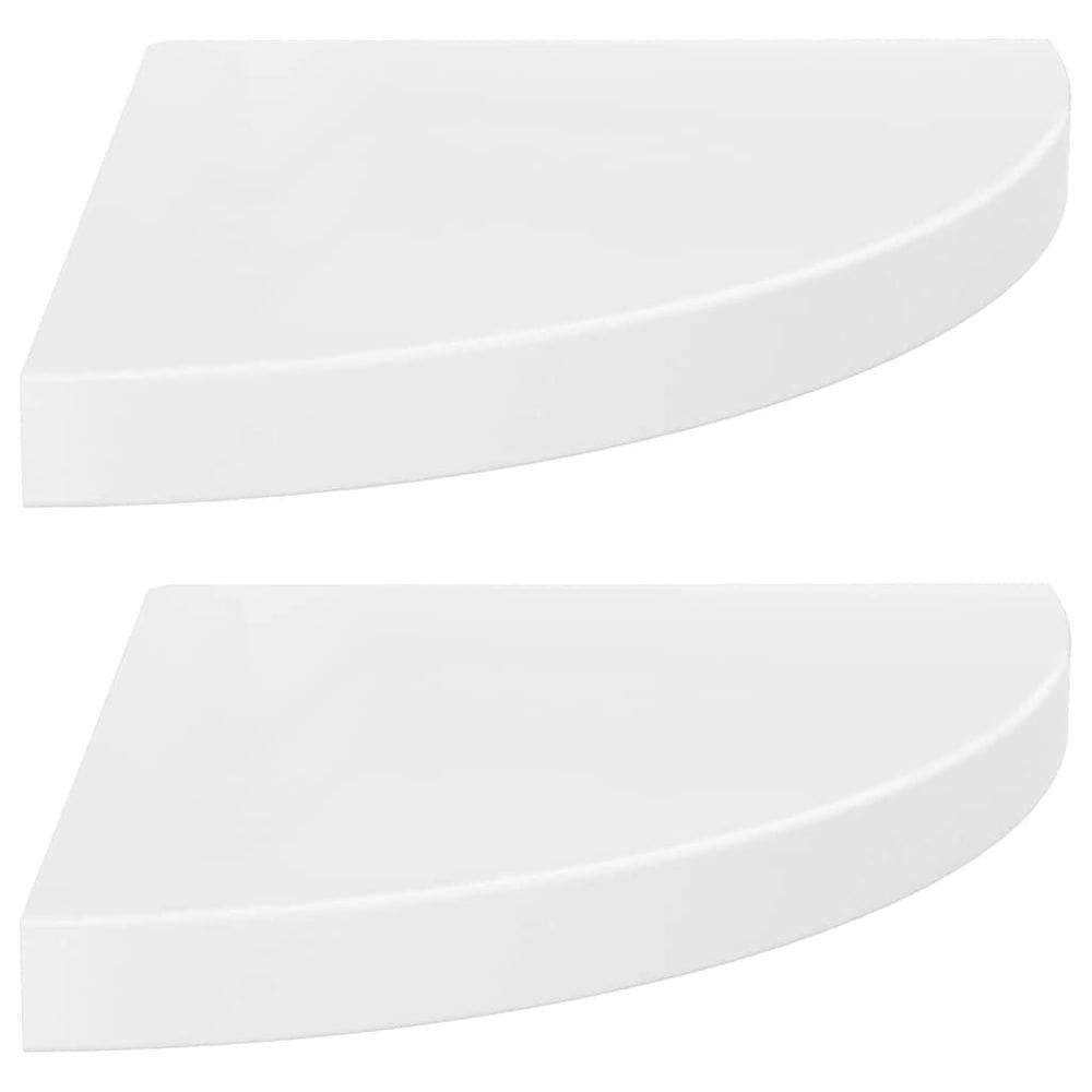 Prateleiras de canto flutuantes VidaXL MDF branco de alto brilho 35x35x4cm 2 unidades