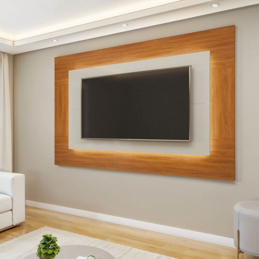 Painel para Tv 65 Polegadas com Led Mavaular Grécia Naturalle/Off White