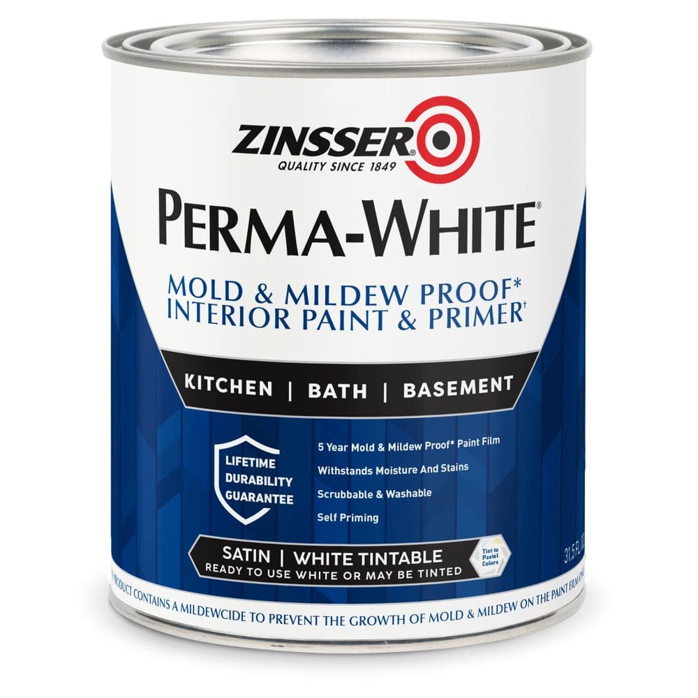 Tinta interior Zinsser 1 qt de cetim branco à base de água