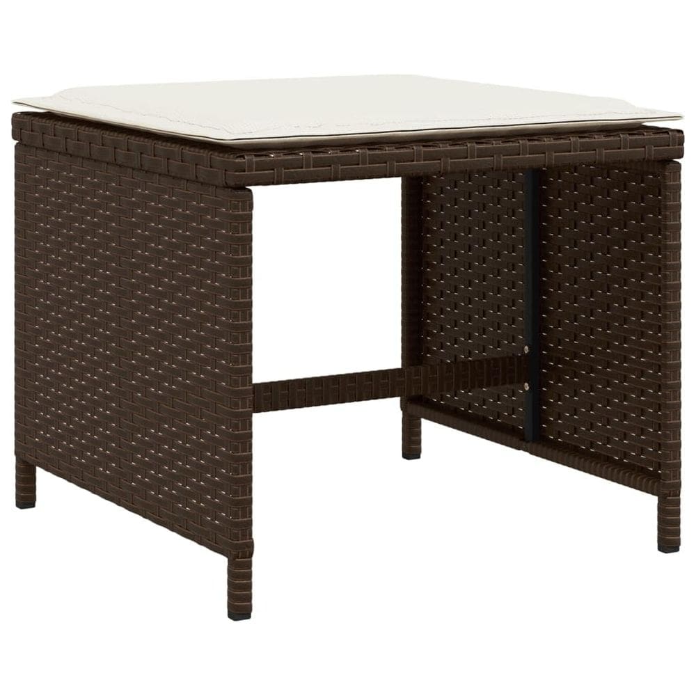 Bancos de pátio vidaXL Brown Poly Rattan com almofadas 4 peças