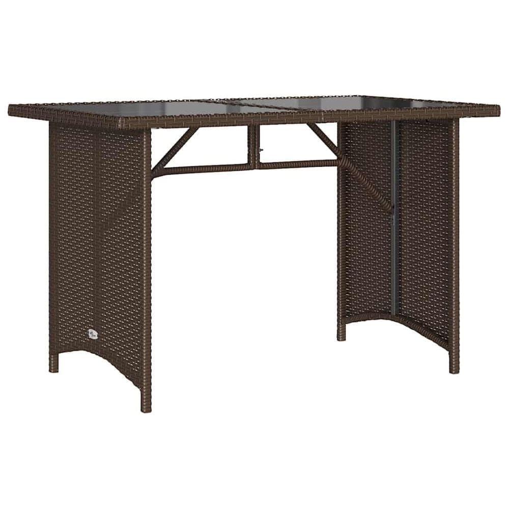 Mesa de pátio VidaXL Brown Poly Rattan com tampo de vidro 110x68x70cm