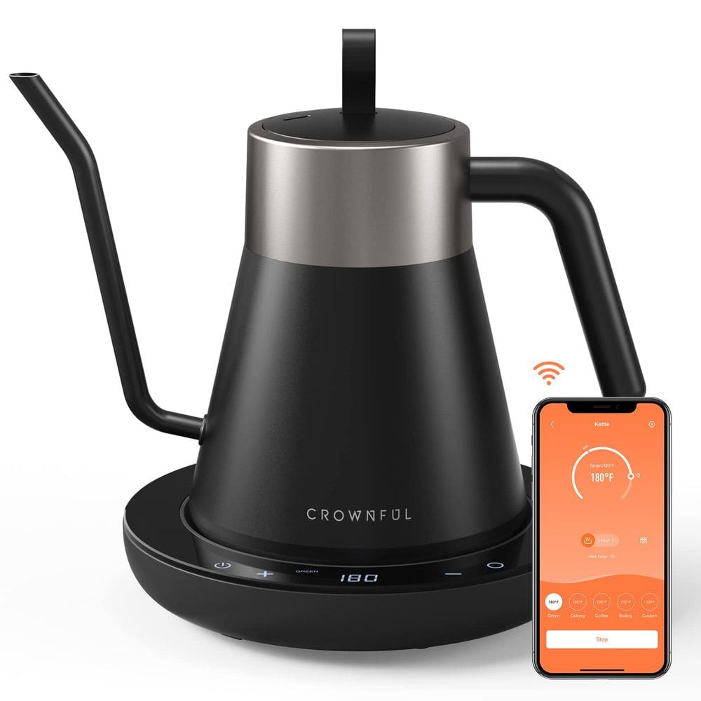 Chaleira elétrica inteligente de pescoço de ganso CROWNFUL 0.8L 1200W inoxidável