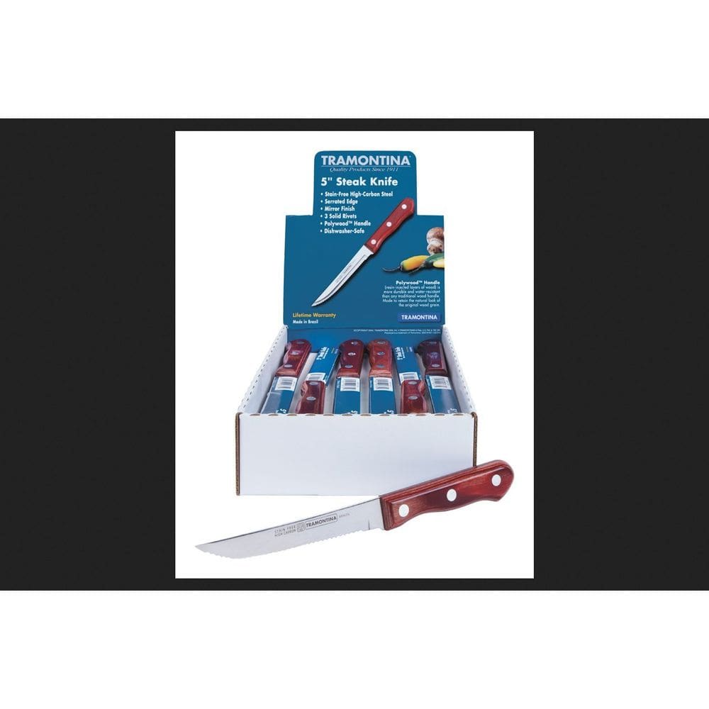 Faca de bife Tramontina Wave Edge com cabo de madeira de 13 cm