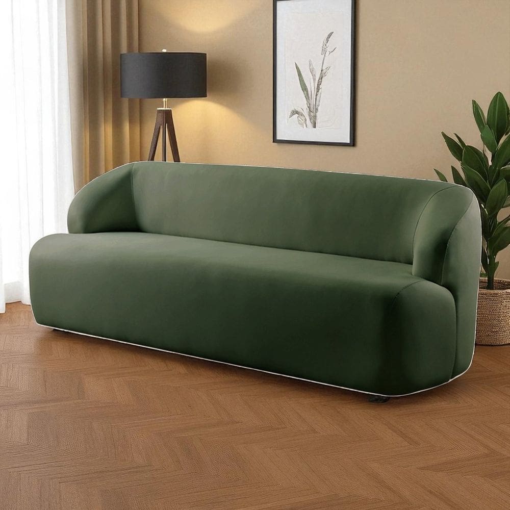 Sofá Fixo Noah 3 Lugares Luxo 2,20m Castellar Móbile Veludo Verde