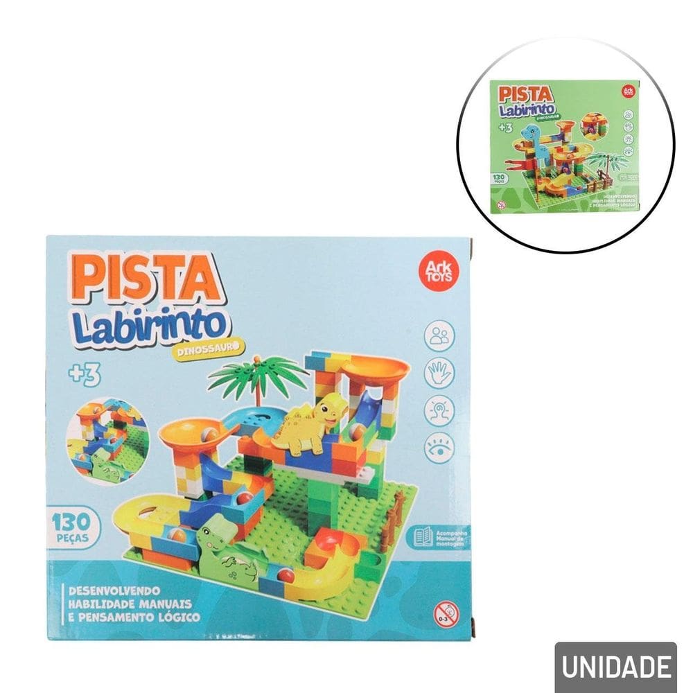Blocos de Montar Pista Labirinto Dino - Tudo em Caixa