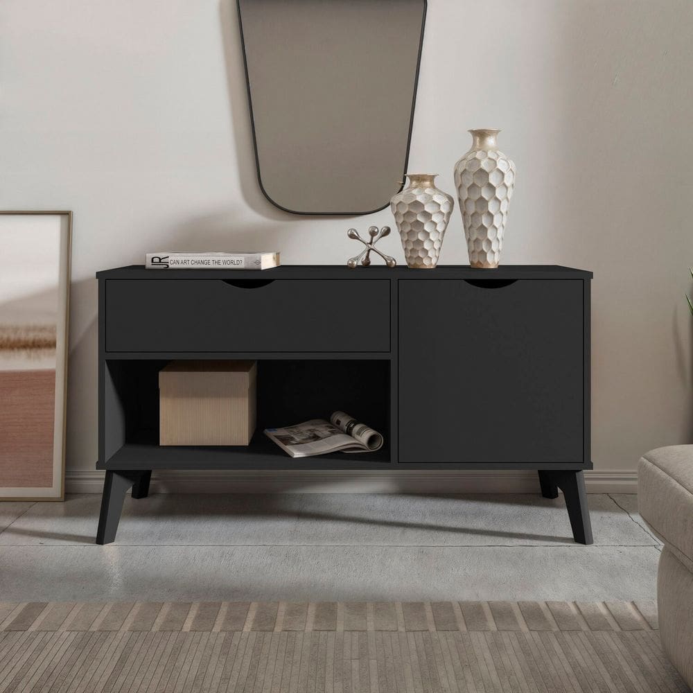 Buffet Aparador Multiuso 1 Porta e 1 Gaveta London Preto