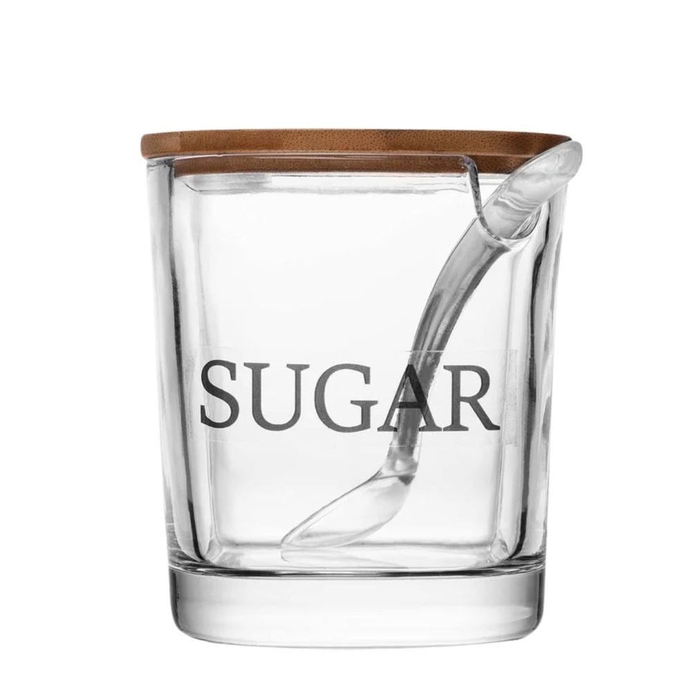 Açucareiro Vidro com Tampa Bambu e Colher 11x9cm 2un Wolff