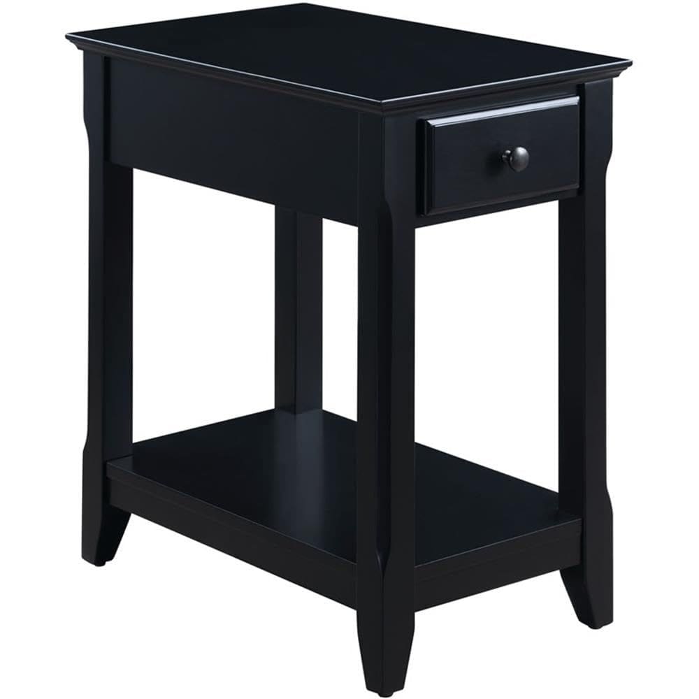 Mesa Acme Bertie Wooden Accent com gaveta e prateleira preta