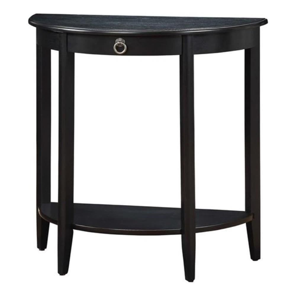Mesa de console Acme Elcee Half Moon com 1 gaveta de madeira preta