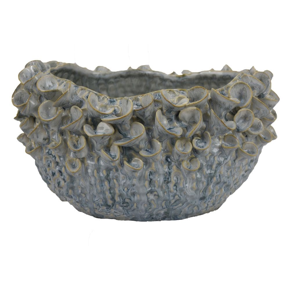 Taça decorativa Benzara Nina Ceramic 33 cm Azul Cinza
