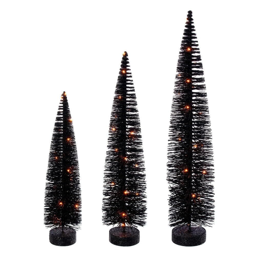 Árvore de mesa Vickerman LS240317ORBO preta com luzes laranja