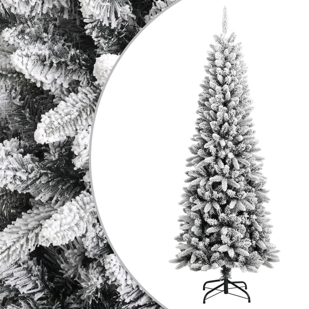 Árvore de Natal vidaXL Flocked Snow 210 cm com suporte de aço