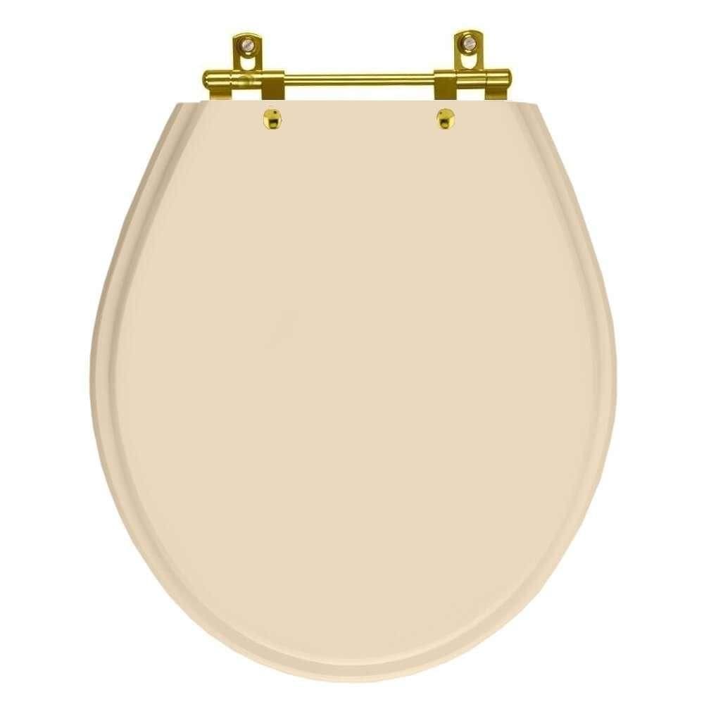 Tampa de Vaso Poliéster Carina Visone para bacia Ideal Standard com Ferragem Dourada