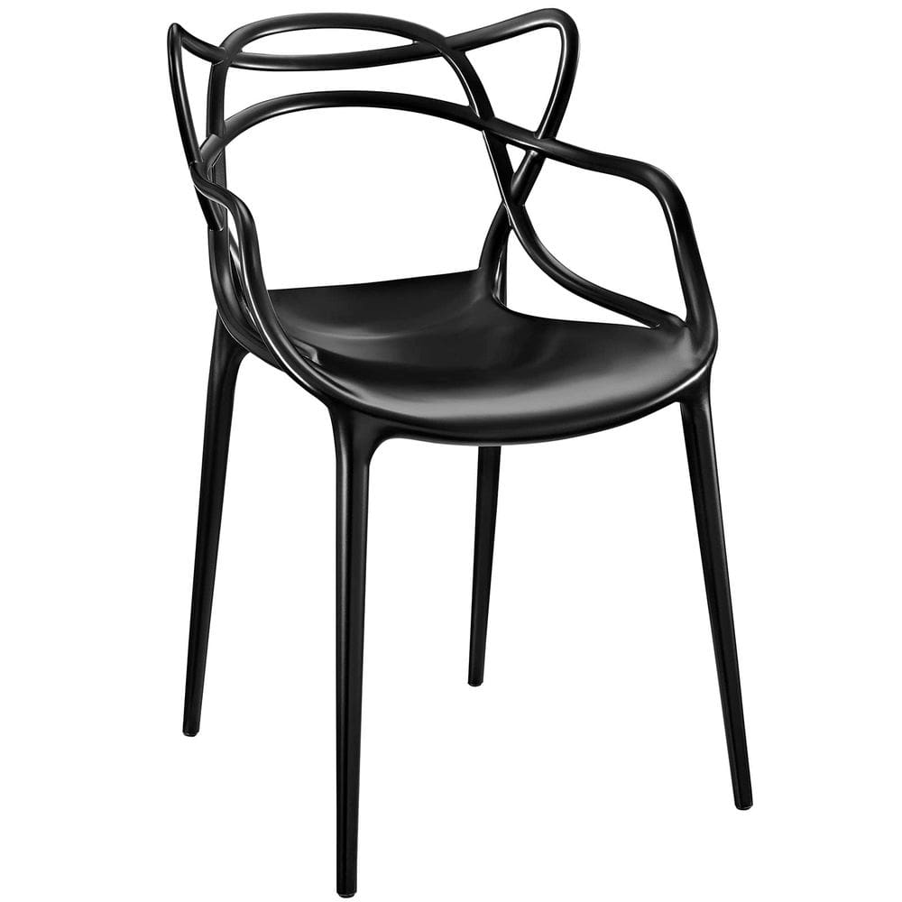Cadeira Modway de plástico moldado preto emaranhado 53x59x84 cm