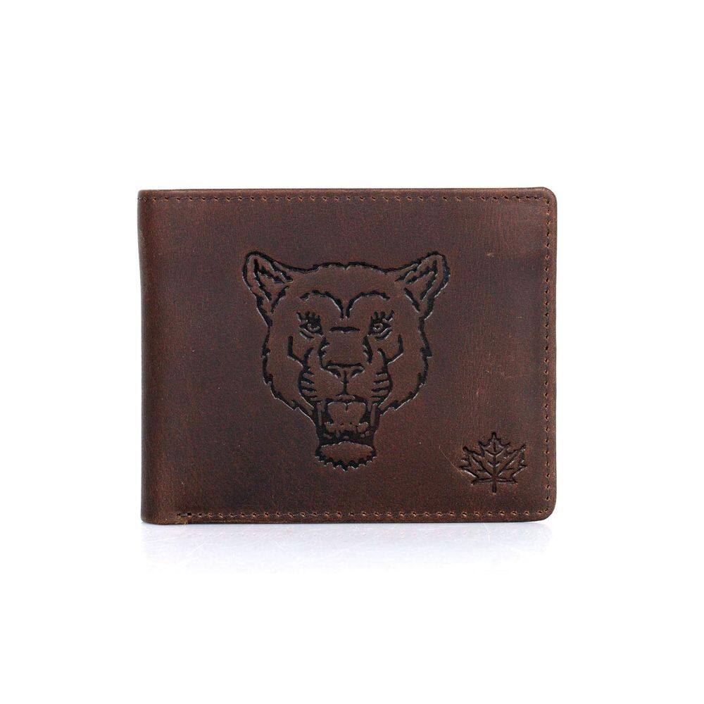 Carteira masculina de couro com bloqueio de RFID Karla Hanson Brown