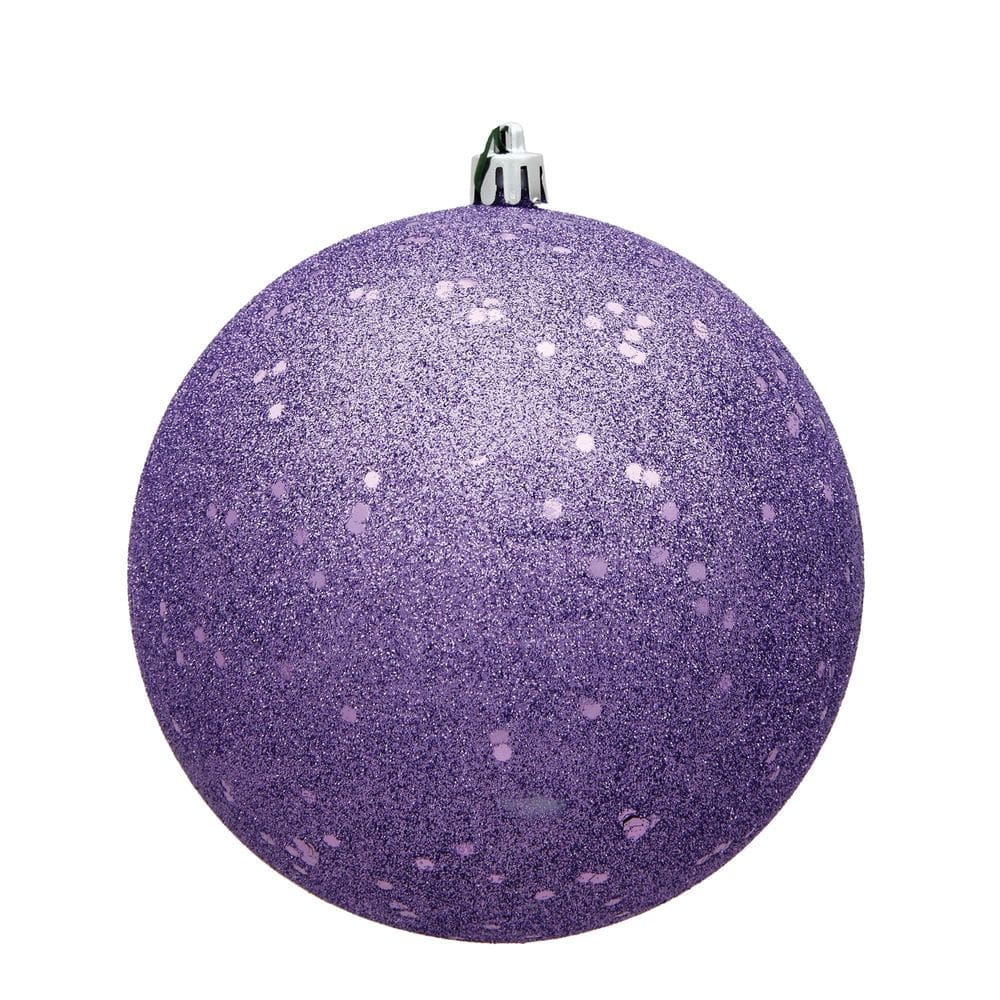 Enfeite de bola de lantejoulas de lavanda Vickerman, pacote com 4, 15 cm