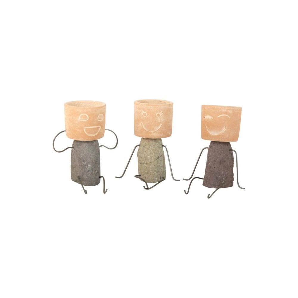 Conjunto de 3 cabeças de panela Planter Kalalou Clay & River Rock