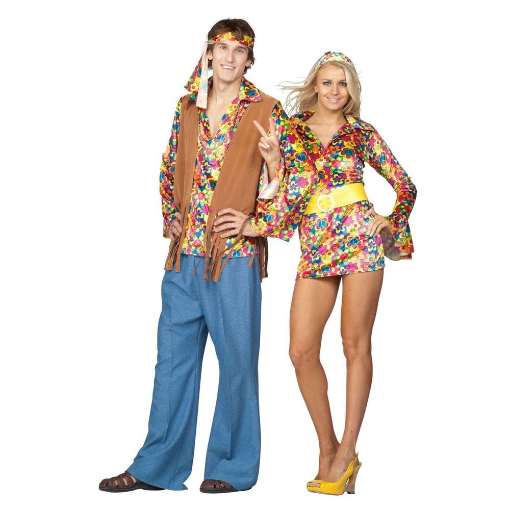 Fantasia hippie para adultos dos anos 60, traje RG, grande