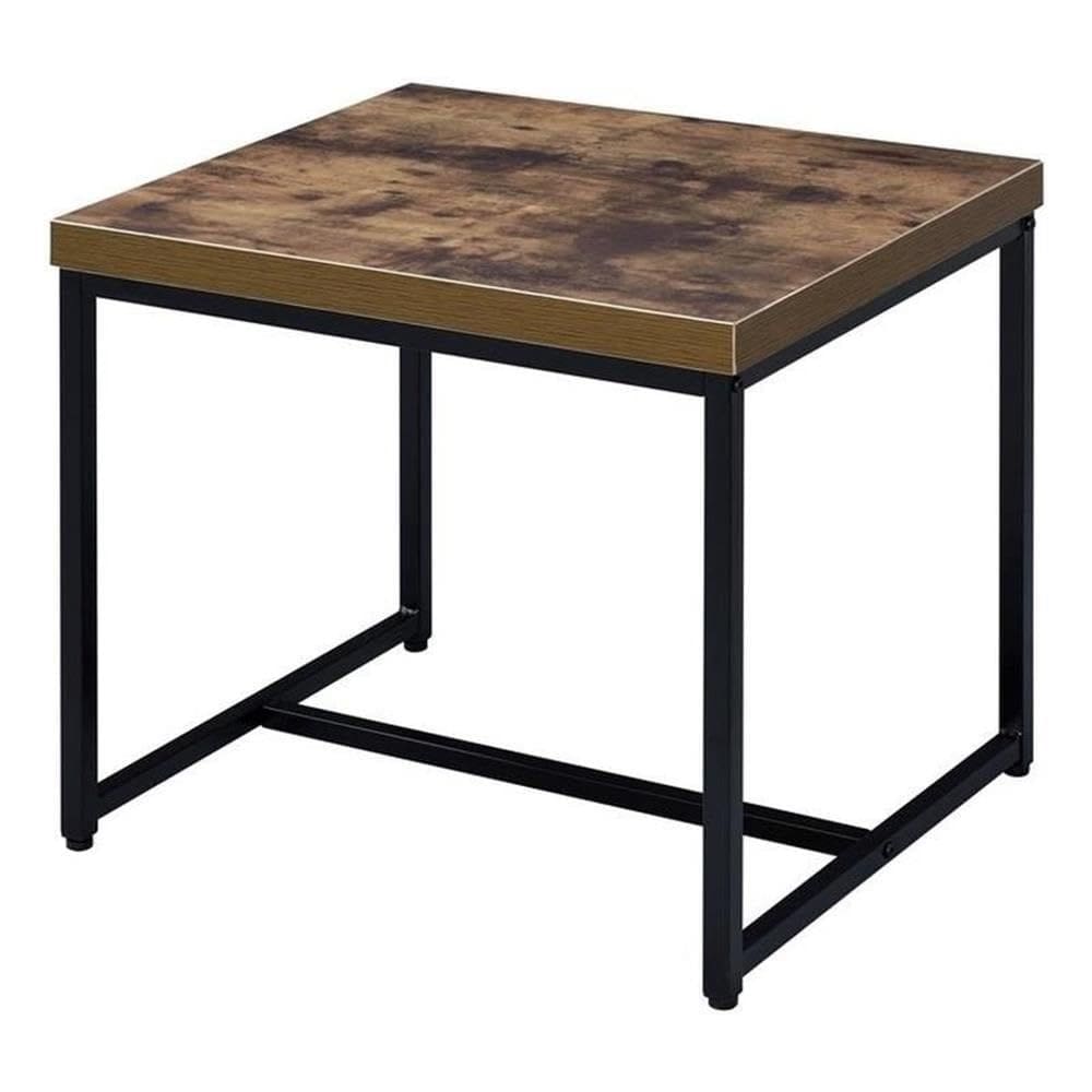 Mesa de cabeceira de madeira Acme Bob Square Weathered Oak Black