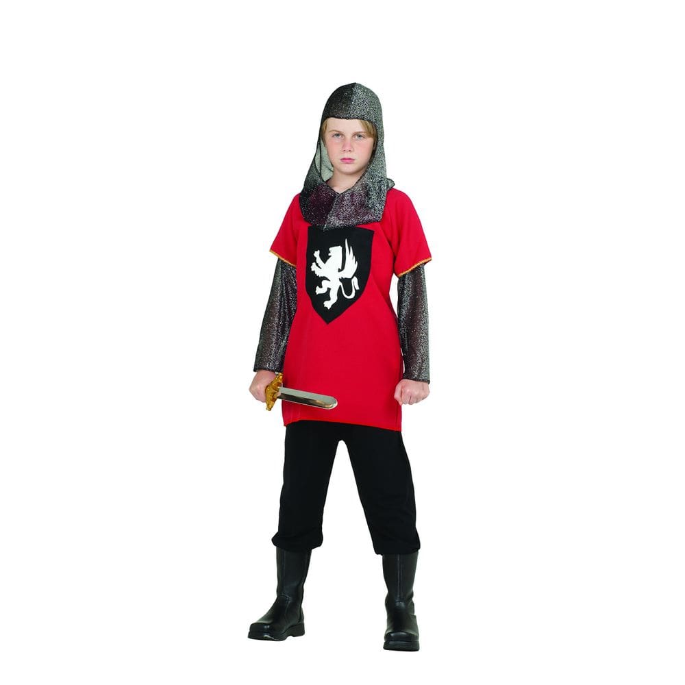 Traje RG Costumes Medieval Knight preto/prateado/vermelho - grande
