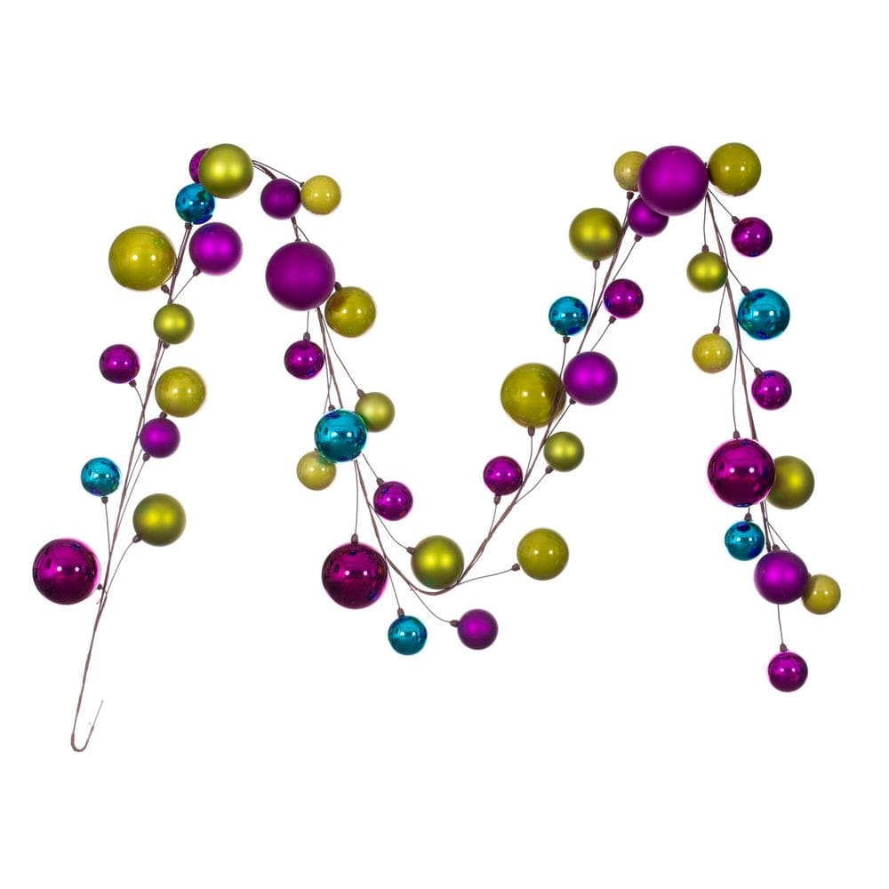 Bolas de turquesa de limão fúcsia Garland Vickerman 305 cm