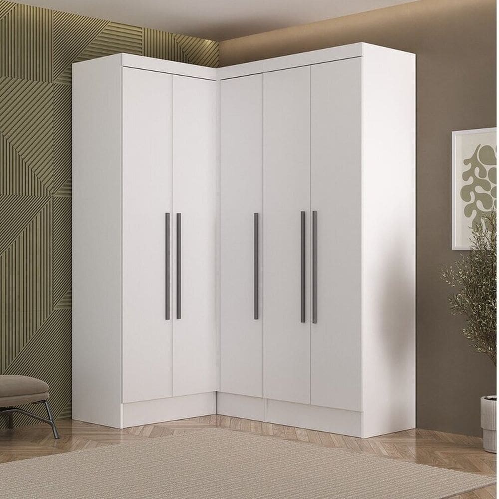 Guarda-roupa Modulado 5 Portas 4 Gavetas 3 Peças Viena Espresso Móveis Branco