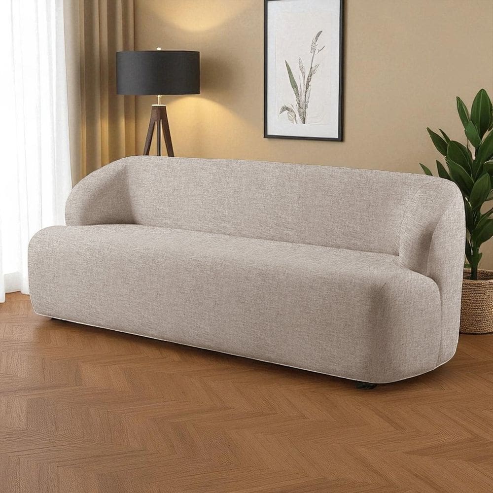 Sofá Fixo Noah 3 Lugares Luxo 1,80m Castellar Móbile Linho Cappuccino