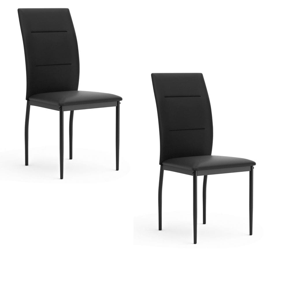 Cadeira Benzara Miya, conjunto de 2 pernas de metal de couro sintético preto