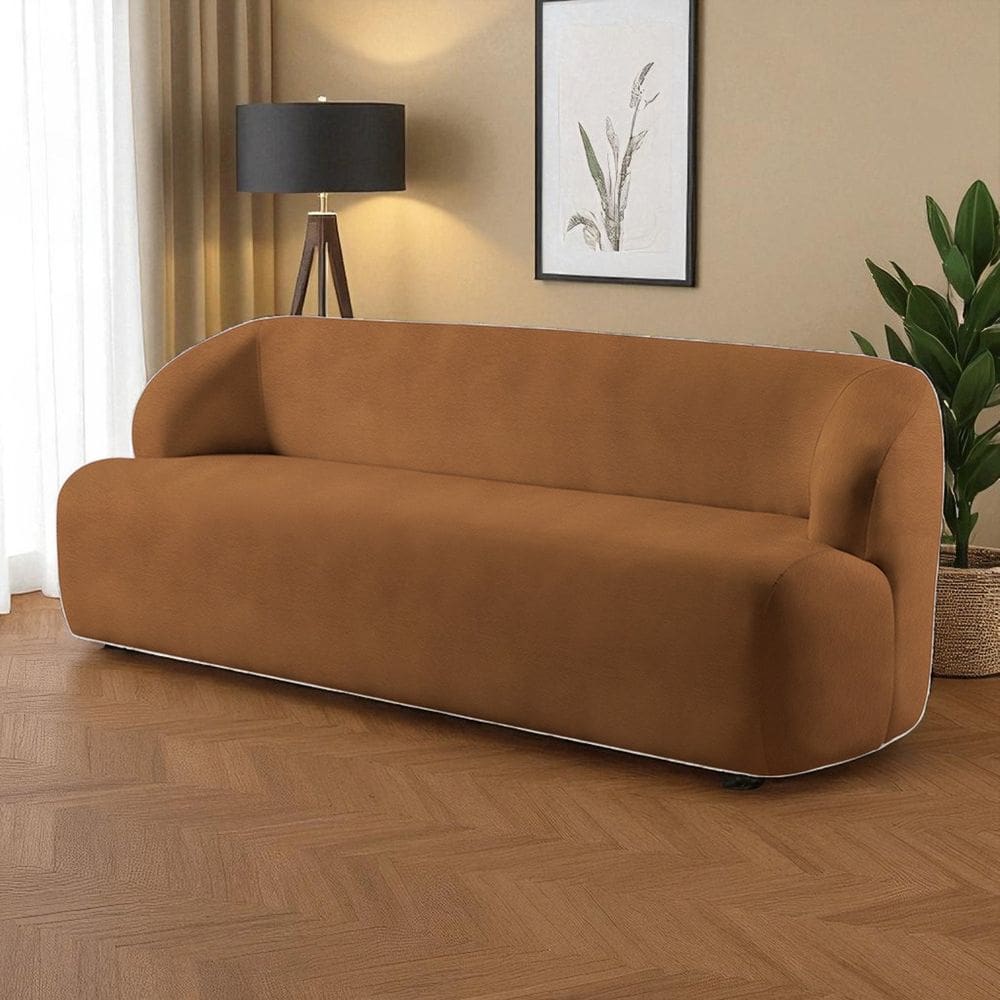 Sofá Fixo Noah 3 Lugares Luxo 1,80m Castellar Móbile Sintético Caramelo