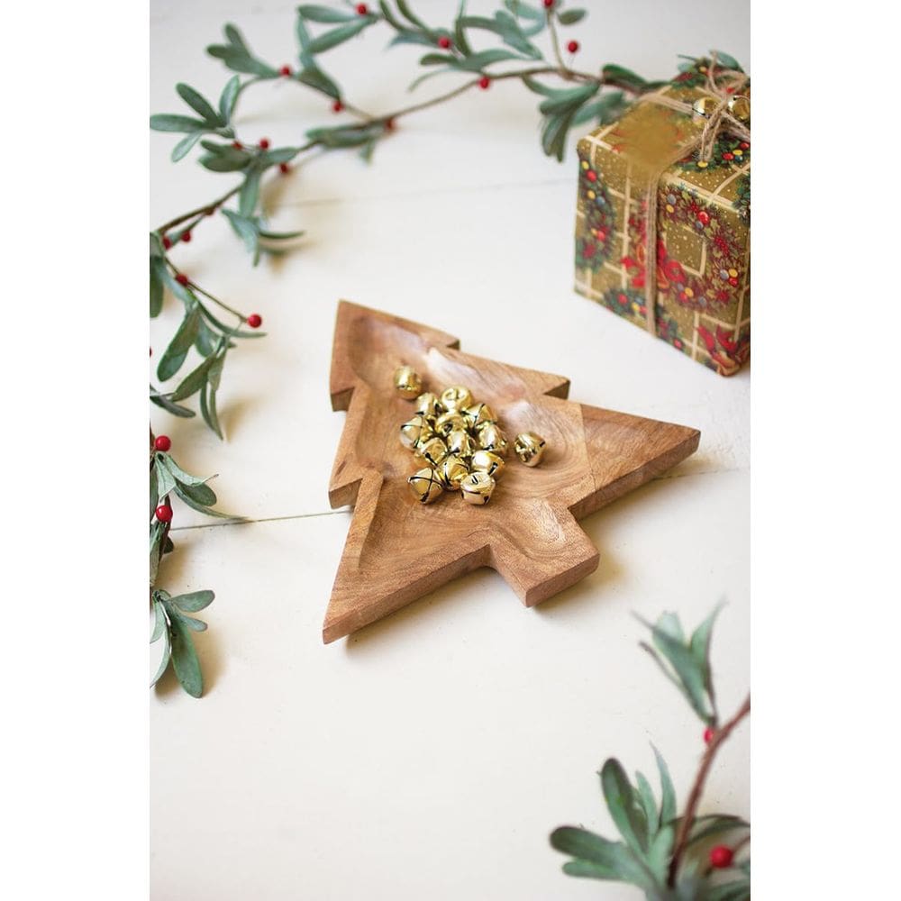 Prato de árvore de Natal de madeira esculpida KALALOU 25x25 cm