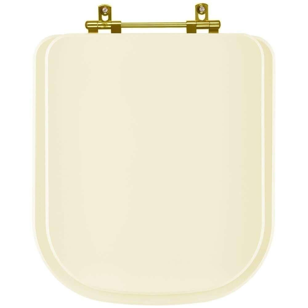 Tampa de Vaso Laqueado Axis Creme para bacia Deca com Ferragem Dourada