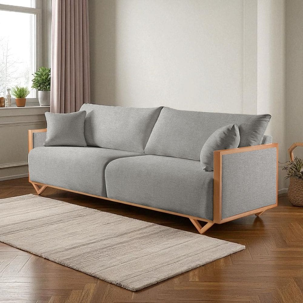 Sofá Fixo Lara 4 Lugares Luxo 2,90m Castellar Móbile Linho Cinza