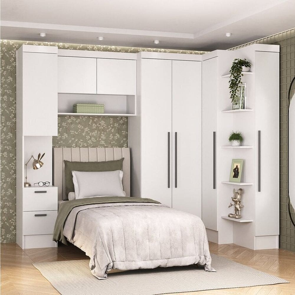 Guarda-roupa Modulado 7 Portas 4 Gavetas 5 Peças Branco