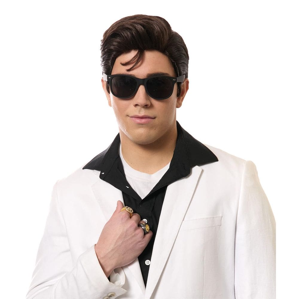 Peruca Costume Culture King of Rock Black Synthetic Fiber