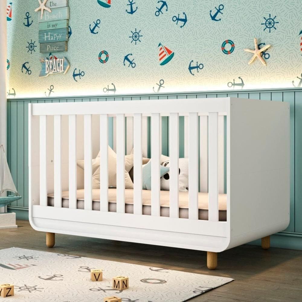 Berço Barquinho 2 em 1 Conversível Mini Cama 100% Mdf Certificado Inmetro Branco