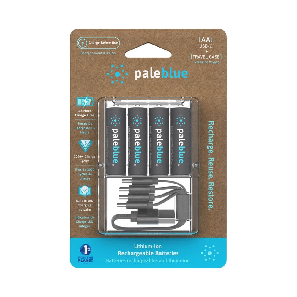 Pilas recargables AA USB Pale Blue 1.5 V 1700 mAh, paquete de 4