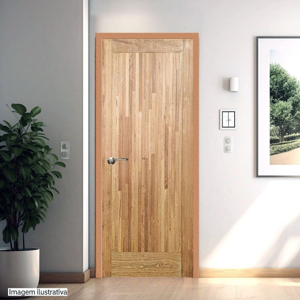 Porta de Madeira Maciça Tauari 210x80x3,3 Parquet Vertical Jomadi Natural