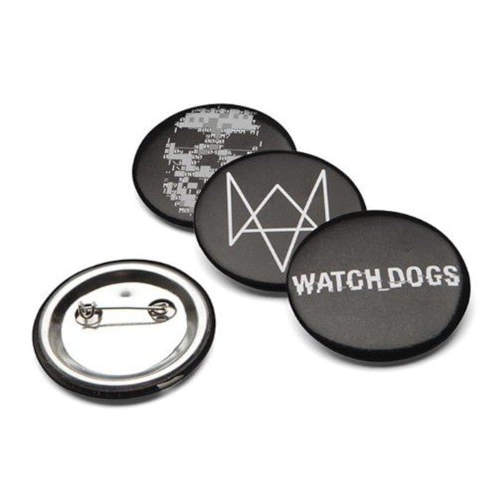 Conjunto de pinos ThinkGeek Watch Dogs com logotipo 1-1/2, conjunto de 4
