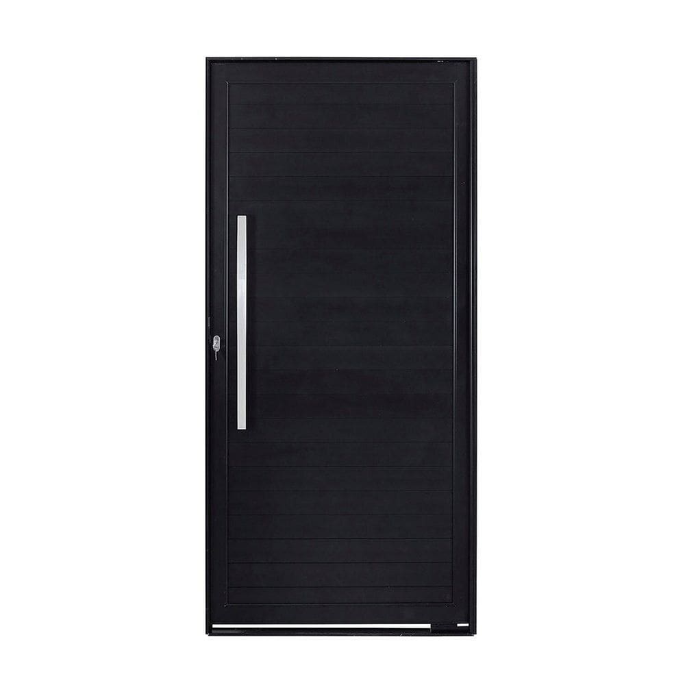 Porta Pivotante Lambri Liso e Puxador Cromado de 800 Magnum Preto