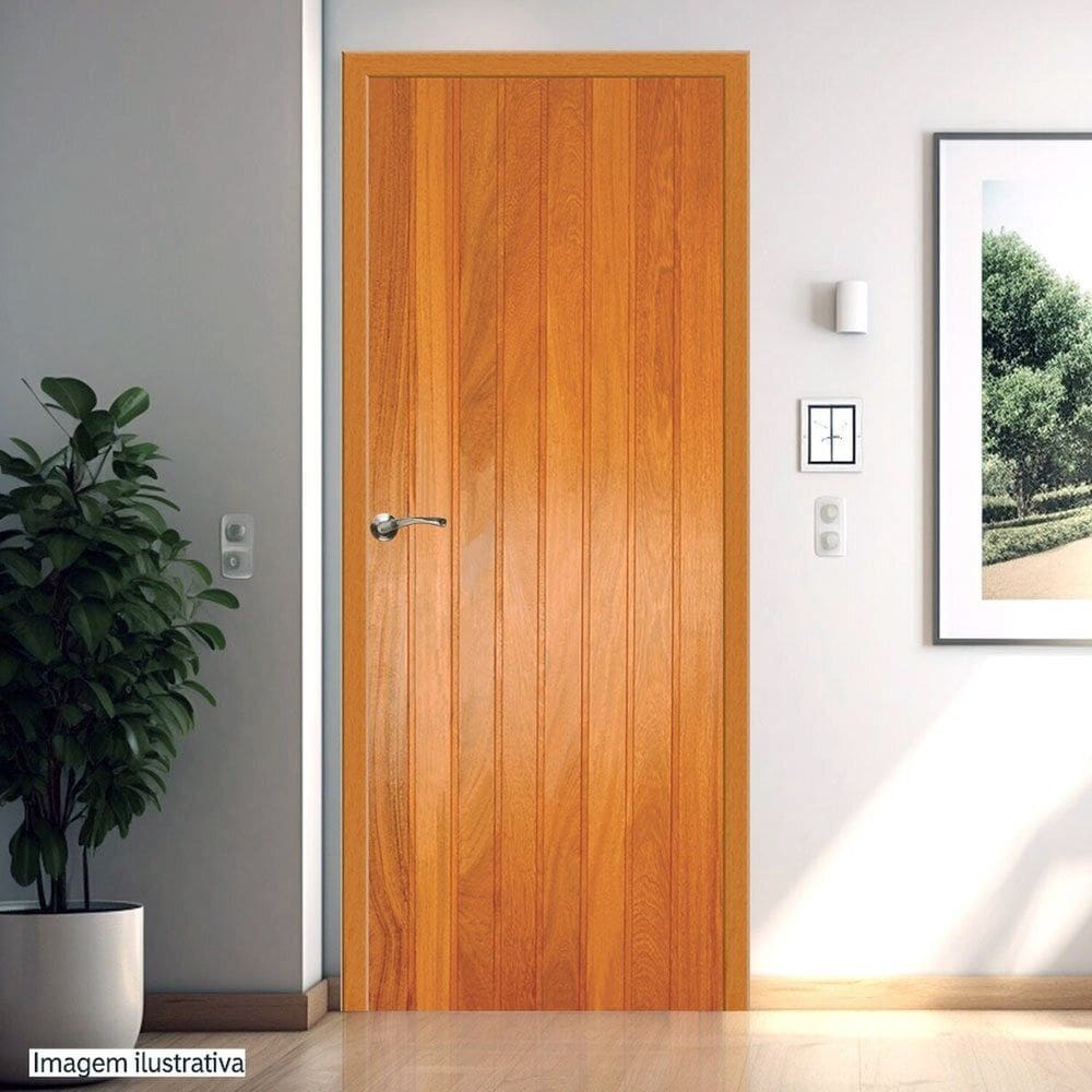 Porta de Madeira Maciça Tauari 210x72x3,3 Mexicana Jomadi Natural