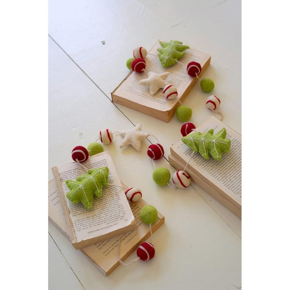 Guirlanda de Natal de feltro, primeira do tipo, decoração festiva de 185 cm